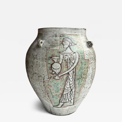 Jean Derval Ceramic Vase by Jean Derval Vallauris France 1960s