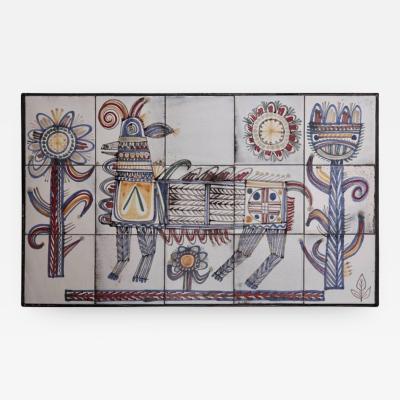 Jean Derval Large Jean Derval Ceramic Tile Wall Panel France 1950s