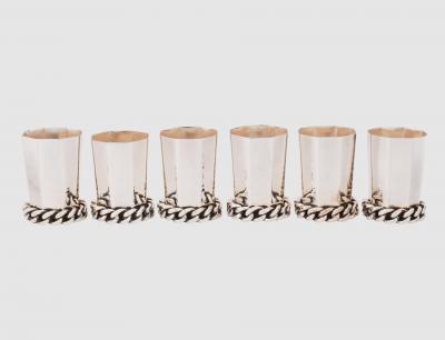 Jean Despres Cocktail shaker with six tumblers