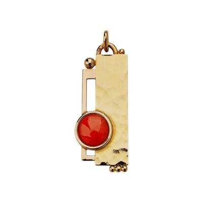 Jean Despres Jean Despr s French Modernist Hammered Gold and Coral Pendant