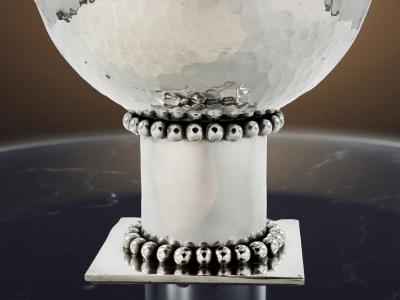 Jean Despres Jean Despr s Modernist Hammered Silver Plated Bowl France circa 1930s