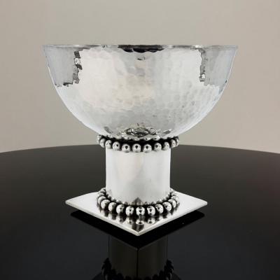 Jean Despres Jean Despr s Modernist Hammered Silver Plated Bowl France circa 1930s