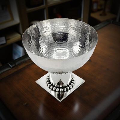 Jean Despres Jean Despr s Modernist Hammered Silver Plated Bowl France circa 1930s