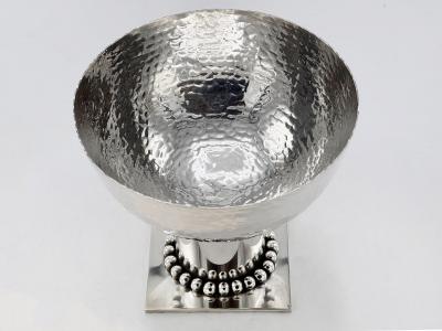 Jean Despres Jean Despr s Modernist Hammered Silver Plated Bowl France circa 1930s