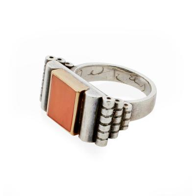 Jean Despres Jean Despr s Silver and Coral Ring