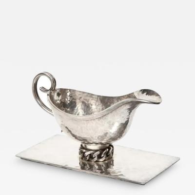 Jean Despres Jean Despres 1889 1980 A Silvered Metal Gravy Sauce Boat on Stand 1966