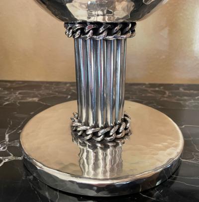 Jean Despres Jean Despres Elegant Candlesticks Signed French Silver Plate Metal