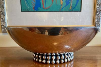 Jean Despres Jean Despres French Silver Plate Metal Bowl Unique Design