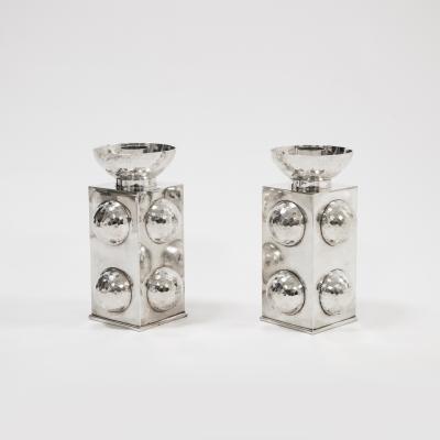 Jean Despres Pair of candle holders