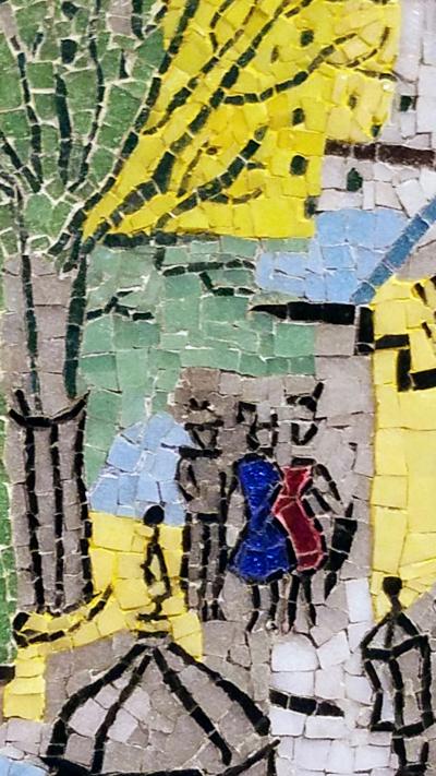 Jean Dufy Mosaic of a Jean Dufy Paris Street Scene Watercolor c 1960