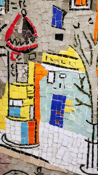 Jean Dufy Mosaic of a Jean Dufy Paris Street Scene Watercolor c 1960