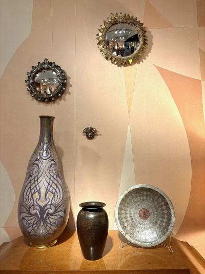 Jean Dunand Art Deco Patinated Dinanderie Vase by Jean Dunand