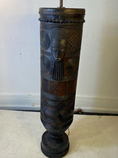 Jean Dunand FRENCH ART DECO AFRICAN DRUM FLOOR LAMPS IN THE MANNER OF JEAN DUNAND