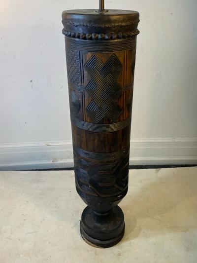 Jean Dunand FRENCH ART DECO AFRICAN DRUM FLOOR LAMPS IN THE MANNER OF JEAN DUNAND