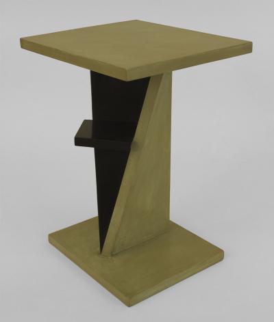 Jean Dunand French Art Deco Ebonized and Light Green Lacquered End Table