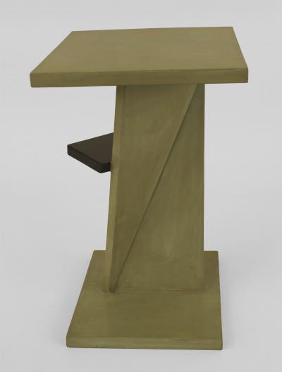 Jean Dunand French Art Deco Ebonized and Light Green Lacquered End Table
