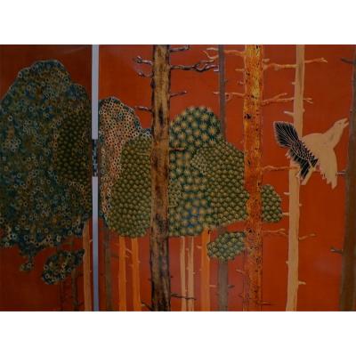 Jean Dunand La Chasse 4 Panel Folding Screen by Jean Dunand