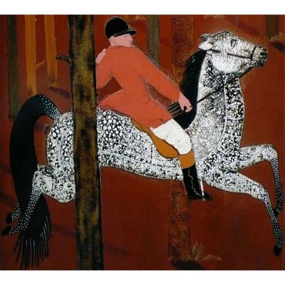 Jean Dunand La Chasse 4 Panel Folding Screen by Jean Dunand