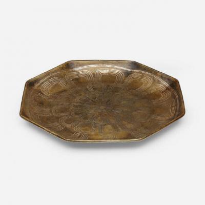 Jean Dunand Rare Dinanderie Charger in Patinated Copper and Nickel Silver by Jean Dunand