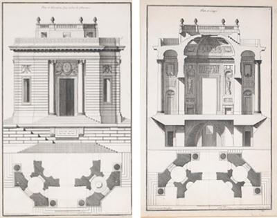 Jean Fran ois de Neufforge Set of 2 Antique Architecture Prints of Belveders by Neufforge