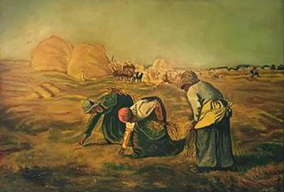 Jean Francois Millet Monumental Signed Painting after Jean Francois Millet The Gleaners