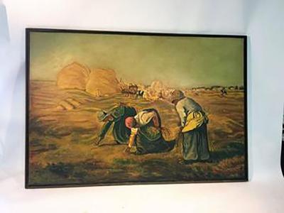 Jean Francois Millet Monumental Signed Painting after Jean Francois Millet The Gleaners