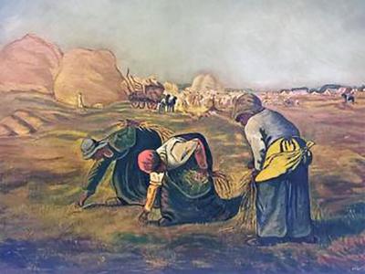 Jean Francois Millet Monumental Signed Painting after Jean Francois Millet The Gleaners