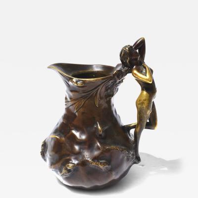 Jean Garnier Jean Garnier French Art Nouveau Bronze Nude Jug Sculpture