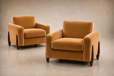 Jean Gillon Brazilian Modern Armchairs in Rosewood and Caramel Mohair by Jean Gillon 1116