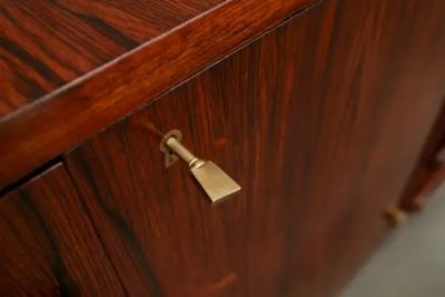 Jean Gillon Brazilian Modern Credenza in Hardwood Brass finish Jean Gillon 1960s