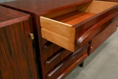 Jean Gillon Brazilian Modern Credenza in Hardwood Brass finish Jean Gillon 1960s