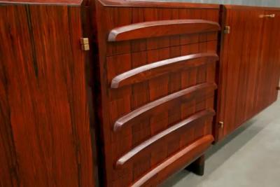 Jean Gillon Brazilian Modern Credenza in Hardwood Brass finish Jean Gillon 1960s