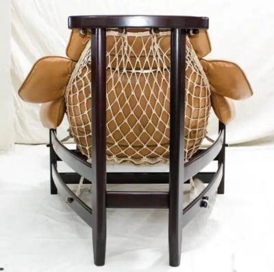 Jean Gillon Brazilian Modern Jangada Armchair Stool in Hardwood Leather Jean Gillon