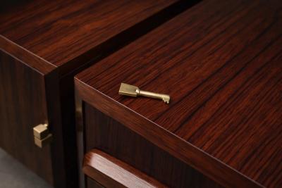 Jean Gillon Brazilian Modern Rosewood Credenza with Brass Details by Jean Gillon