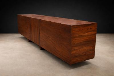 Jean Gillon Brazilian Modern Rosewood Credenza with Brass Details by Jean Gillon
