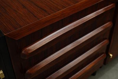 Jean Gillon Brazilian Modern Rosewood Credenza with Brass Details by Jean Gillon