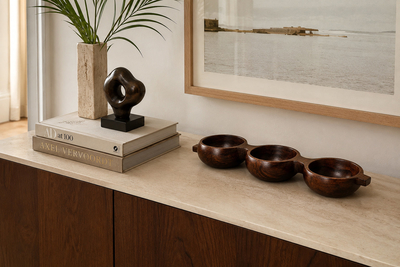 Jean Gillon Decorative Tray with Three Compartments in Brazilian Rosewood by Jean Gillon