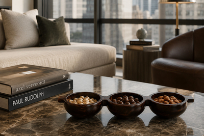 Jean Gillon Decorative Tray with Three Compartments in Brazilian Rosewood by Jean Gillon