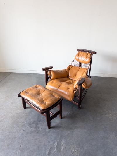 Jean Gillon Jangada Chair Ottoman by Jean Gillon for Italma Wood Art