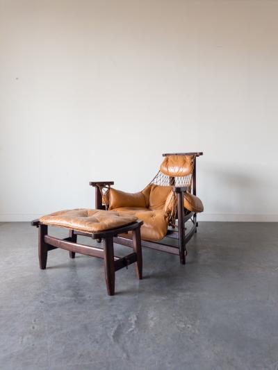 Jean Gillon Jangada Chair Ottoman by Jean Gillon for Italma Wood Art