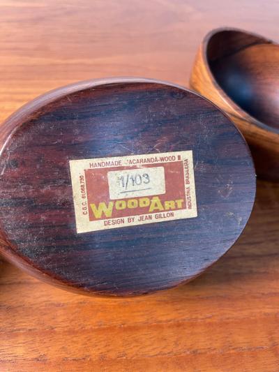 Jean Gillon Pair of Brazilian Modern Bowl in Hardwood by Jean Gilon for WoodArt Brazil