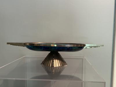 Jean Goulden FRENCH ART DECO NICKELED BRONZE AND CERAMIC TAZZA IN THE MANNER OF JEAN GOULDEN