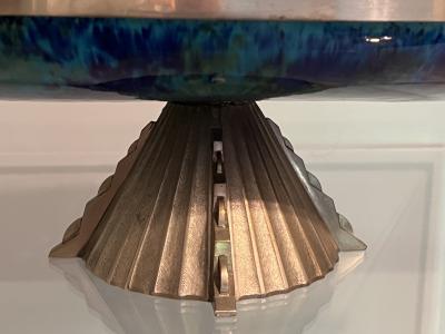 Jean Goulden FRENCH ART DECO NICKELED BRONZE AND CERAMIC TAZZA IN THE MANNER OF JEAN GOULDEN