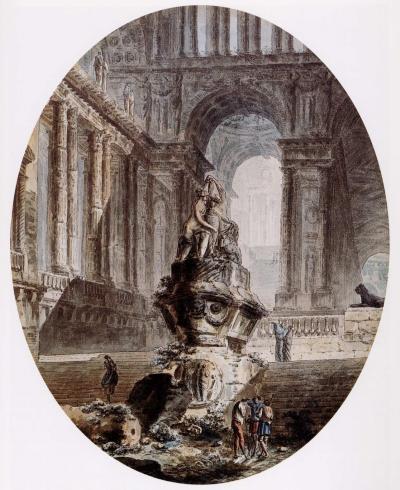 Jean Henri Alexandre Pernet Architectural Fantasies with Figures
