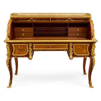 Jean Henri Riesener Antique French ormolu mounted roll top desk in the style of Riesener