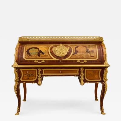 Jean Henri Riesener Antique French ormolu mounted roll top desk in the style of Riesener