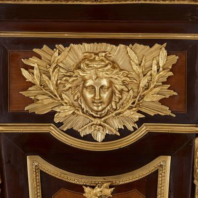 Jean Henri Riesener Near pair of gilt bronze and marble mounted mahogany pedestals after Riesener