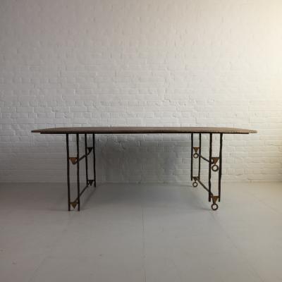 Jean Jacques Argueyrolles JEAN JACQUES ARGUEYROLLES IRON TABLE WITH FRETTED ICONS AND GOLD LEAF