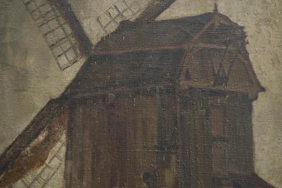Jean Joseph Allaert Windmill in Flanders Large Oil on Canvas Belgium 1900