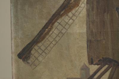 Jean Joseph Allaert Windmill in Flanders Large Oil on Canvas Belgium 1900
